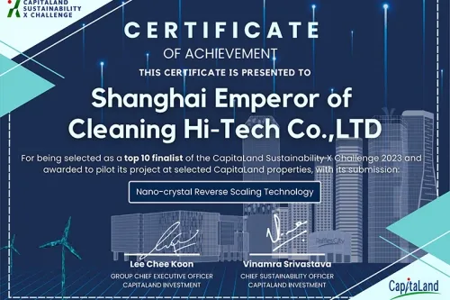 CapitaLand Sustainability X Challenge 2023 - La tecnología de escalado inverso nanomicrocristalino ECH (Nano Microcrystalline Reverse Scaling) es reconocida como las diez mejores del mundo